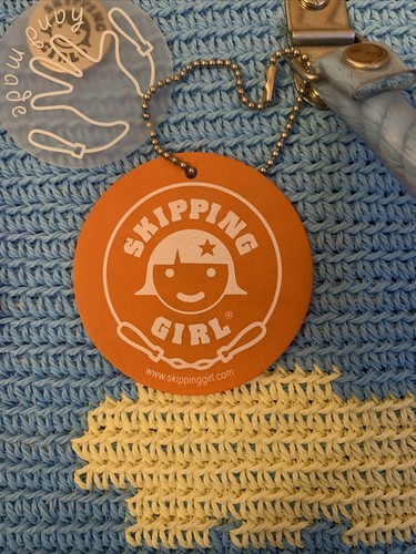 SKIPPING GIRL Hand Made Crochet Tote Purse Orange Flower Blue Yellow Green NWT - Picture 6 of 11