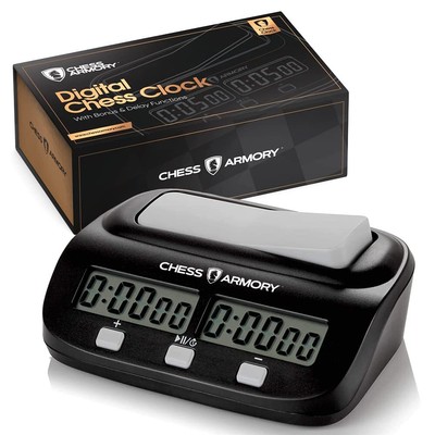 	Chess Armory Digital Chess Clock - Portable Timer with Tournament and Bonus ...