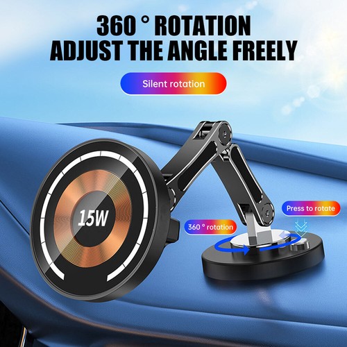15W Magnetic Car Wireless Charger Mount Holder For Samsung iPhone 16 Cell Phone - Photo 2 sur 13