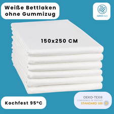 Weiße Bettlaken 150x250 cm  100% Baumwolle H...