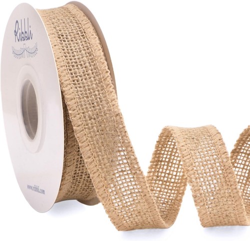 Ribbli Jute Burlap Ribbon 1 Inch x 10 Yard,Natural Solid Ribbon for Crafts,Gift