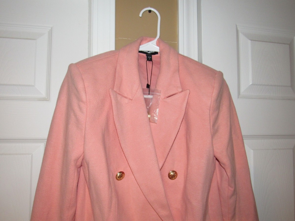 New EXPRESS Womens Sz XS Peach Colored Coat Double Breasted Lined