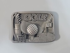 Vintage Buckles Of America Golf Belt Buckle Pewter Made In The U.S.A. New WO Tag