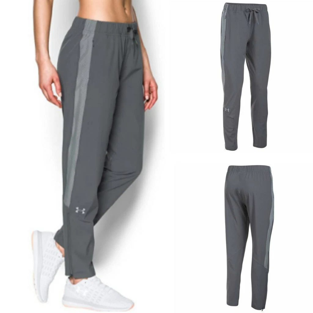 UNDER ARMOUR Squad Women's Athletic Ankle Zip Track Pants Grey