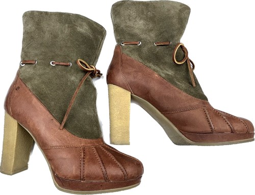 Rockport Womens Courtlyn Duck Boots Olive s9.5M Green Khaki Brown boho Festival - Picture 9 of 10