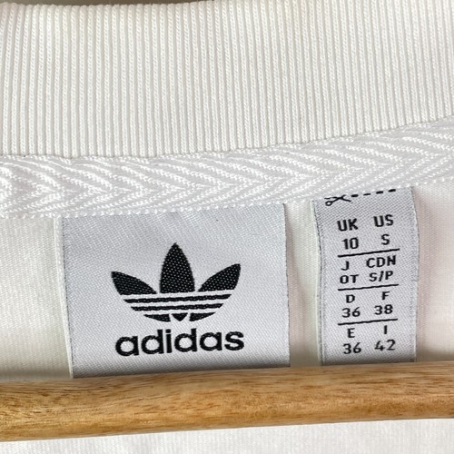 Adidas Originals Adicolor Classics Shirt Womens 10 White Cropped Short Sleeve - Picture 6 of 11