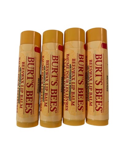 (Pack of 4) Burt's Bees 0.15oz Beeswax Lip Balm, 100% Natural Origin