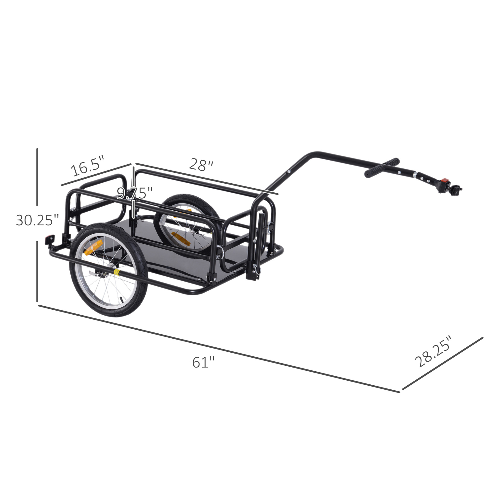 Folding Bicycle Cargo Storage Cart and Luggage Trailer with Hitch