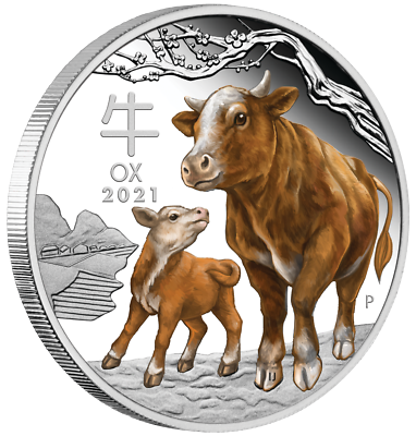 2021 Australia COLORED PROOF Lunar Year of the OX 1oz Silver $1