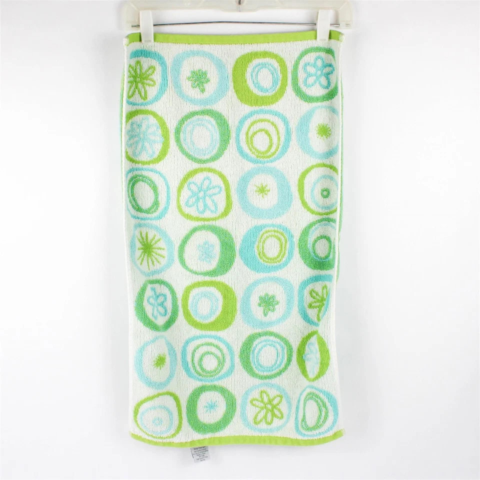 Лот из 2 подходящих полотенец для рук Creative Bath из 100% хлопка в стиле 70-х синие/зеленые - Изображение 2 из 4