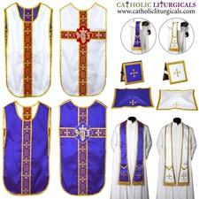 Violet and White Reversible American Military Travel Vestment & 5pc mass set