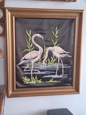 Vintage Gobelin Stickbild  in Holzrahmen, handgefertigt
