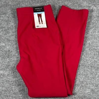 Rafaella Womens Red Pull On Slim Fit Pants Size 10 Holiday Workwear Smart Casual