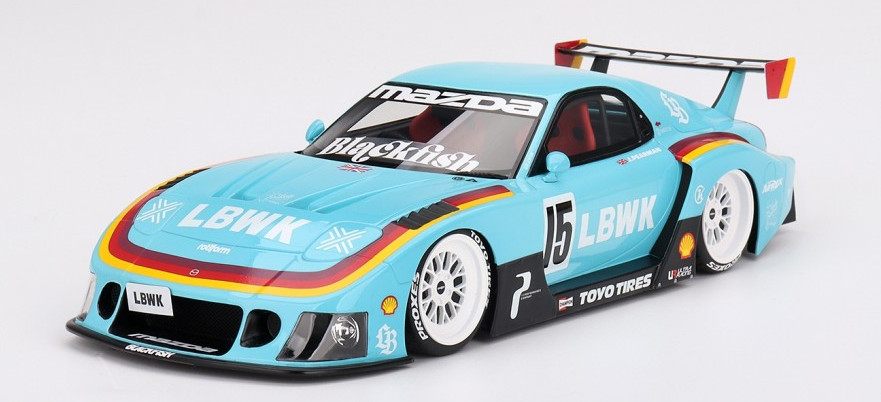 Mazda RX-7 LB-Super Silhouette Liberty Walk Europe 2024 Voiture Miniature Top Speed Bleu 1/18