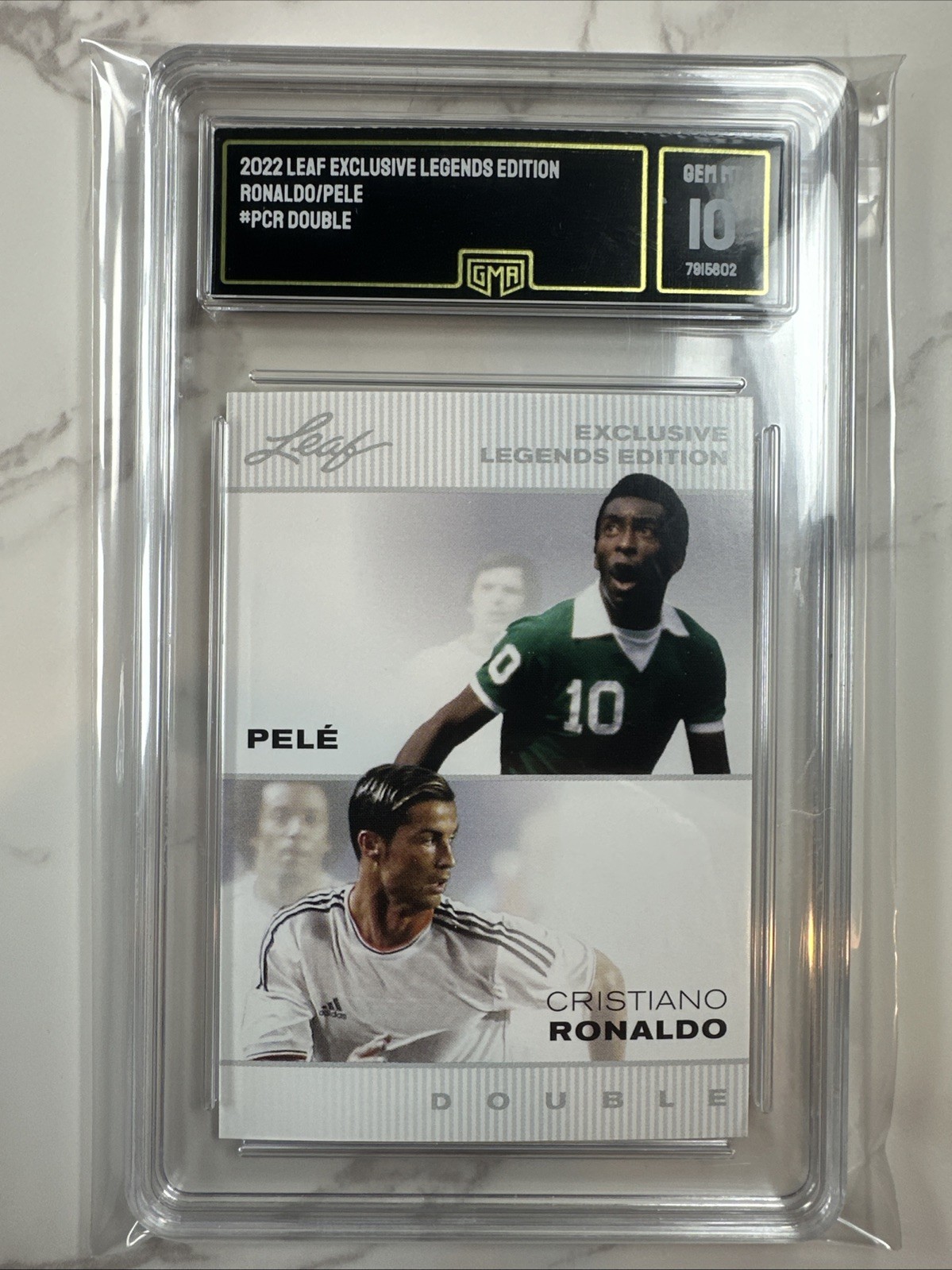2022 Leaf Exclusive Legends Edition #PCR Double Cristiano Ronaldo Pele GMA 10