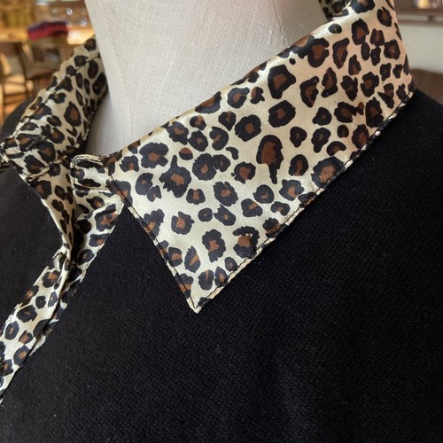 Quacker Factory Sweater Blouse XL Black/Animal Print Stretch Pullover Cotton - Picture 4 of 10
