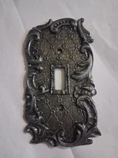 Vintage Ornate Metal Single Switch Light Plate Cover Floral Design