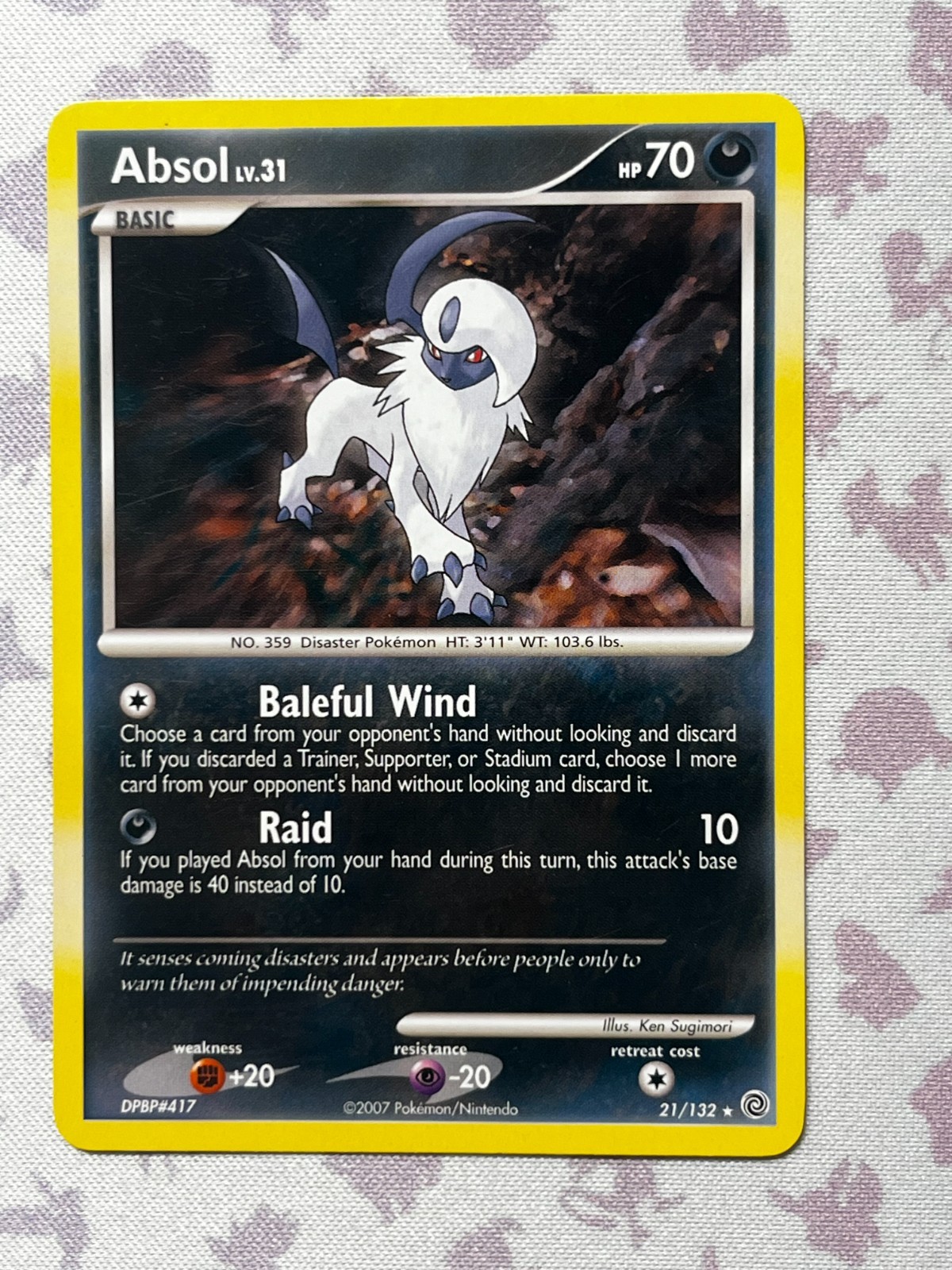 Pokemon TCG Absol 21/132 -Non Holo Pokémon Card- Secret Wonders LP