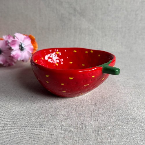 Strawberry Bowl Red Ceramic Small Afternoon Tea Serving Dish 5x12.5x15.5cm - Bild 5 von 11