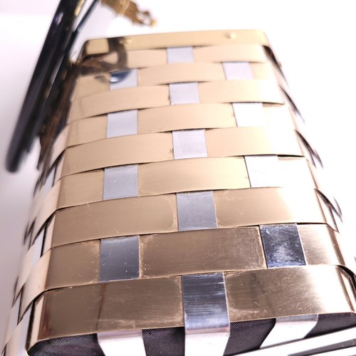 VINTAGE DORSET REX FIVE AVENUE ARGENTO ORO METALLO LUCITE CESTO TESSUTO SCATOLA BORSA - Foto 17 di 19