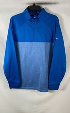 Nike Golf Herren 1/4 Zip Pullover Blau Colorblock Fleece Meliert Gr. L Neu mit Etikett