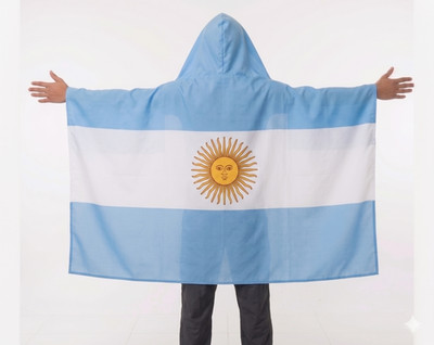 Argentina Hooded Flag Cape   Wearable National Team Poncho with Hood, World Cup