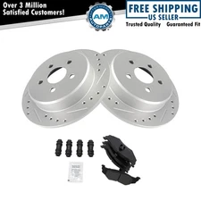 Rear Semi Metallic Brake Pad & Performance Drilled Slotted Coated Rotor