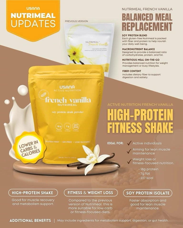 Usana Nutrimeal 9 porciones batido de reemplazo de comida vainilla o chocolate Foto 2 de 2