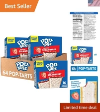 Convenient 64-Pack Frosted Strawberry Toaster Pastries for Lunch & Desserts