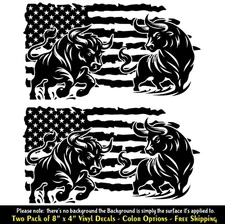 Raging Bulls American Flag Two Pack of 8" Vinyl Decals Any Flat Surface