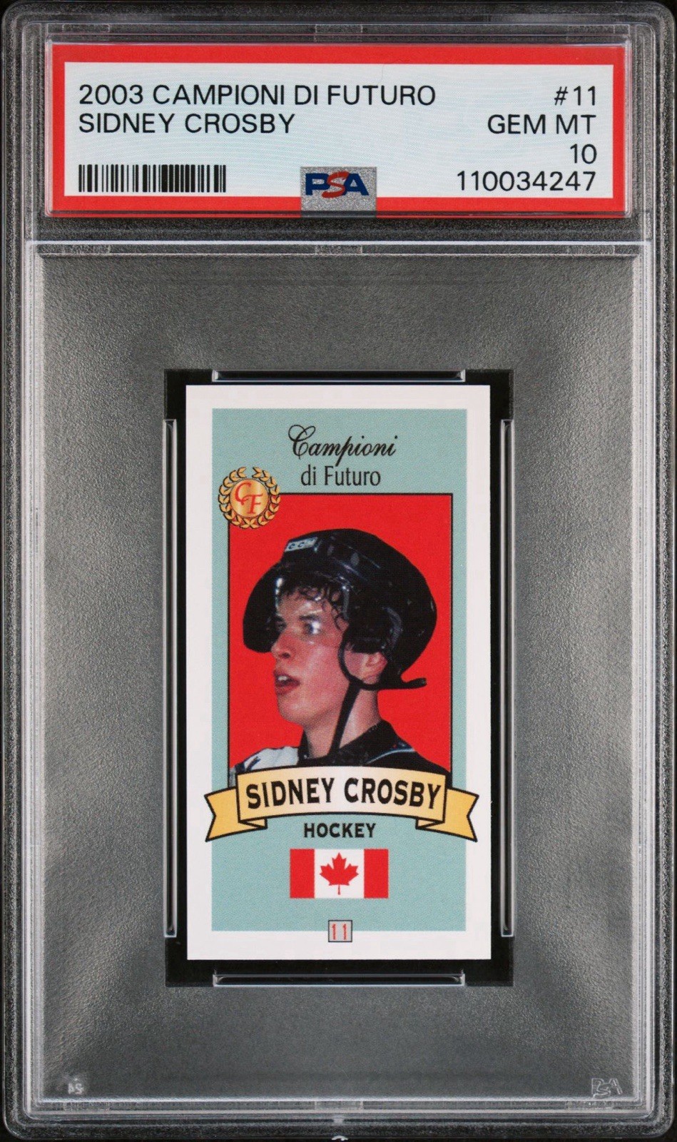 2003-04 Collezioni Firenze Campioni di Futuro Sidney Crosby #11 PSA 10 GEM MT