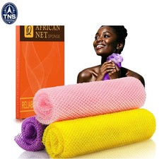 African Bath Sponge 3 Pack Nylon Exfoliating Body Shower Scrubber Pink Yellow...