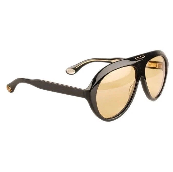 GUCCI GG0479S Women's Men's Aviator Acetate Sunglasses Black Yellow - Image 2 of 4