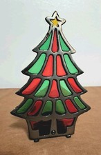 Vintage Stained Glass Christmas Tree Candle Holder
