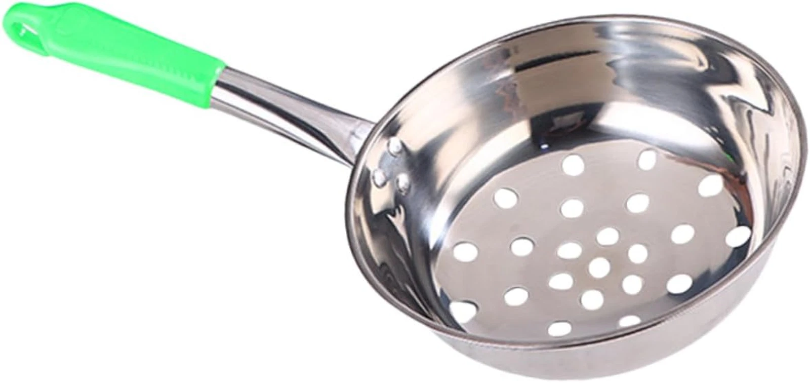 Large Hole Colander Spoon with Handle 15.6 Inch Stainless Steel Slotted Strainer