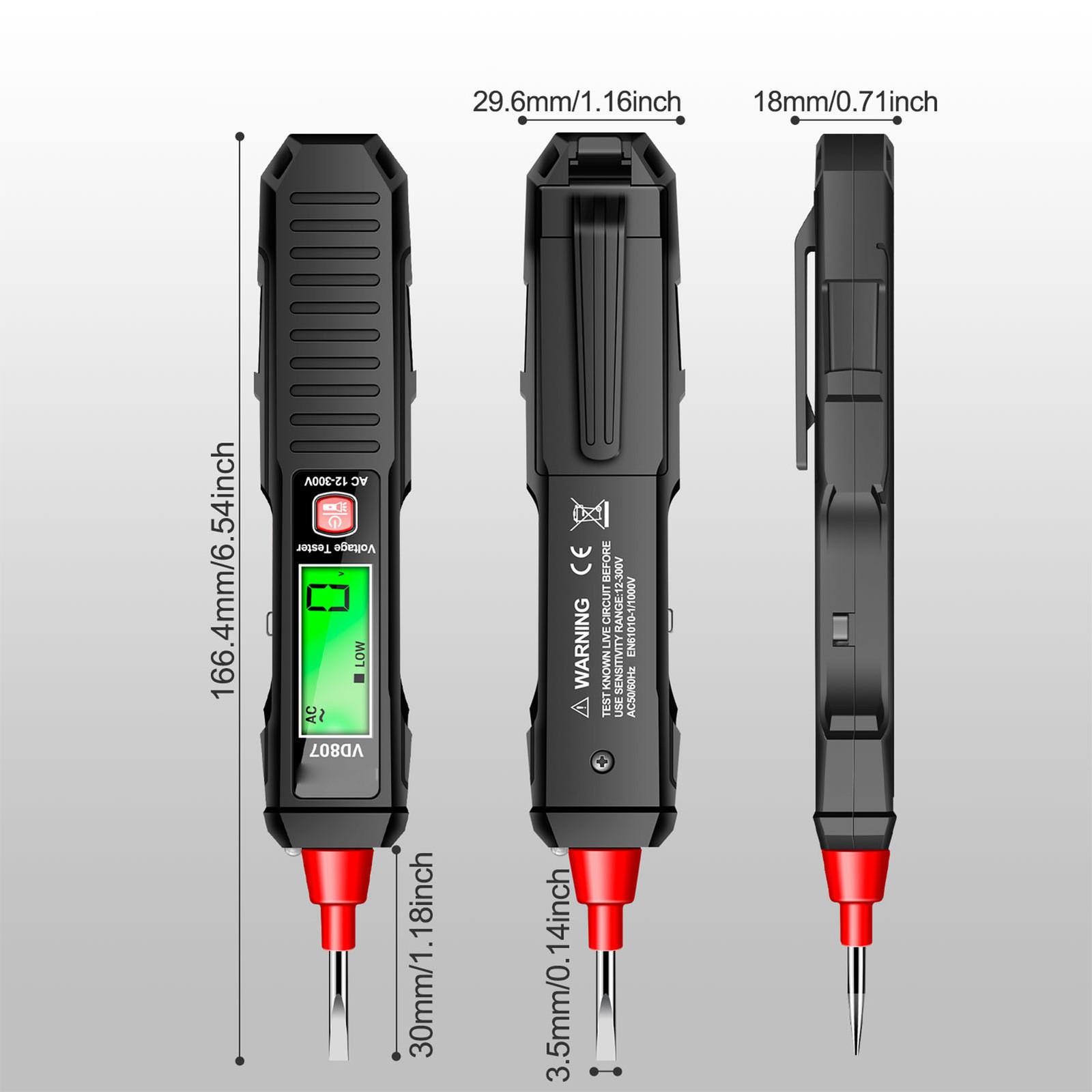 AC12‑300V Voltage Tester High Accuracy LCD Display Multifunctional Electrical