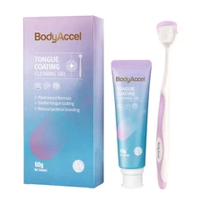 BodyAccel Tongue Cleaner Gel with Tongue Brush – Fresh Breath Oral Care Kit –...