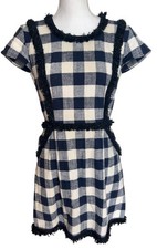 MILLY Woven Gingham Short Sleeve A Line Dress with pockets Size 8