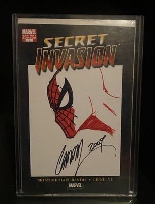 J Scott Campbell Original Sketch Spider man NYCC 2009 NYCC SECRET INVASION #1