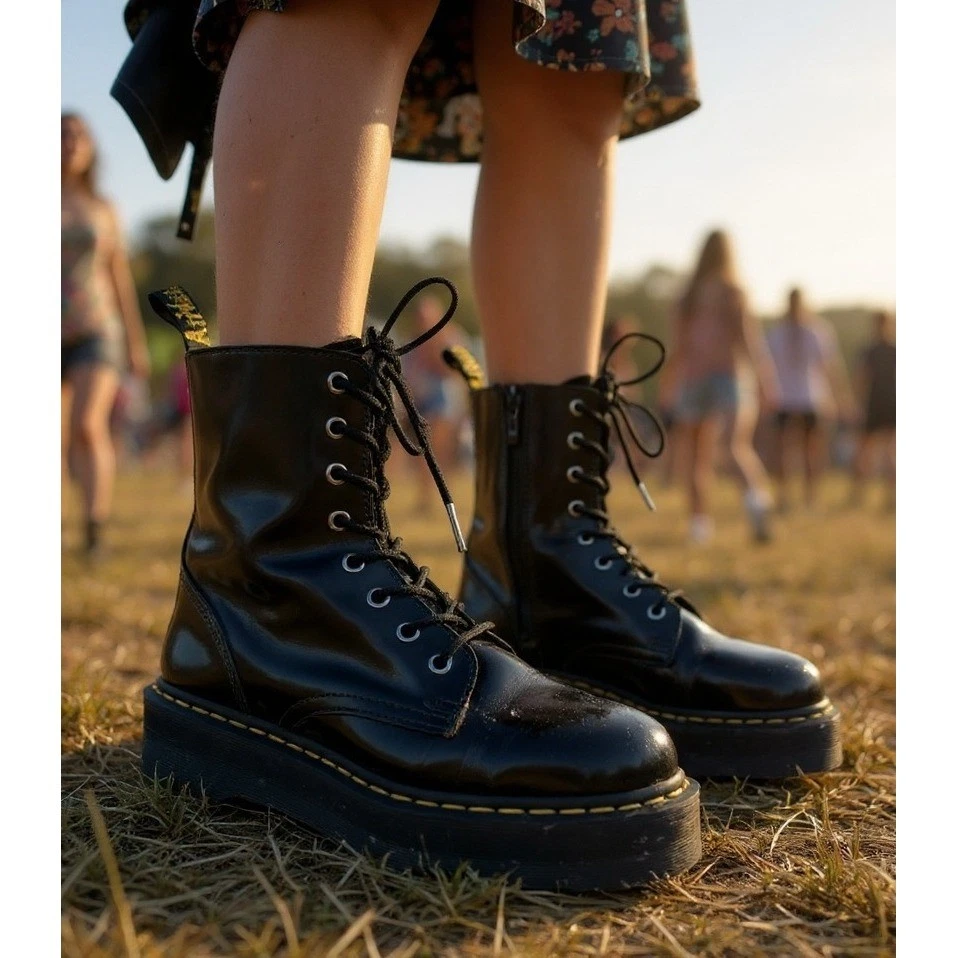 Dr. Martens Jadon ブラック 42 DR.MARTENS JADON QUAD ZIP MILLED NAPPA LEATHER PLATFORMS MSRP$270