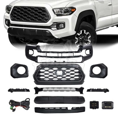 Front Grill Bumper Cover Paintable & Grille Assembly For 2016-2023 Toyota Tacoma