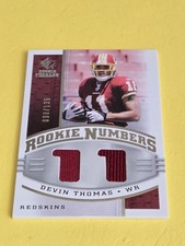 DEVIN THOMAS 2008 UPPER DECK SP ROOKIE THREADS ROOKIE NUMBERS JERSEY CARD /135. rookie card picture