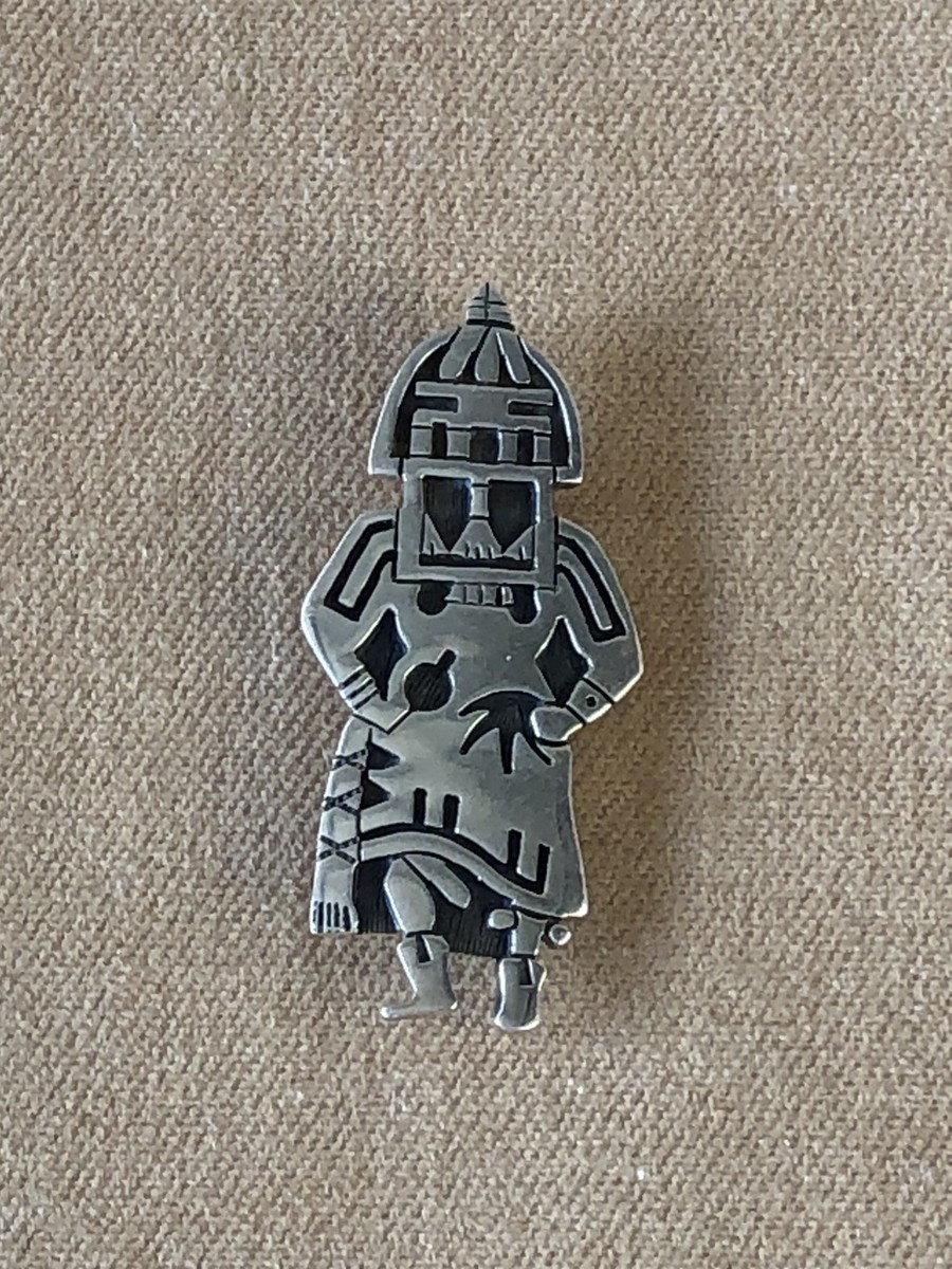 VTG Hopi Marcus Lomayestewa Kachina Sterling Silver 925 Brooch Pendant
