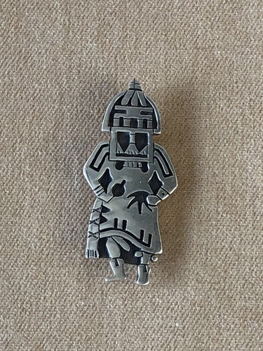 VTG Hopi Marcus Lomayestewa Kachina Sterling Silver 925 Brooch Pendant