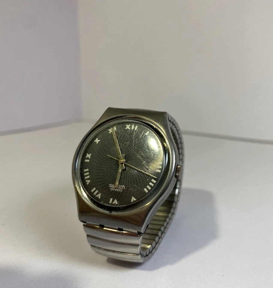 Vintage 1993 Swatch Irony Quartz Watch - Grey Dial Swirl Detail - Swiss Made - image 3 of 4