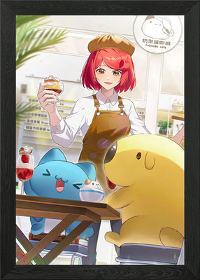 Lala mit Bugcat Capoo & Dogdog am gerahmten Wandbild Poster Leinwanddruck Bild