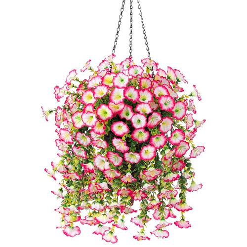 2 Stück Künstliche Gefälschte Hängekorb Pflanzen Seidenblumen Ranke Home Decor-Outdoor- - Bild 12 von 32