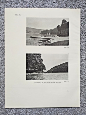 Zwei Ansichten des Darts unter Totnes, Devon - antiker Druck - 1932