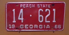 1966 Georgia License Plate...