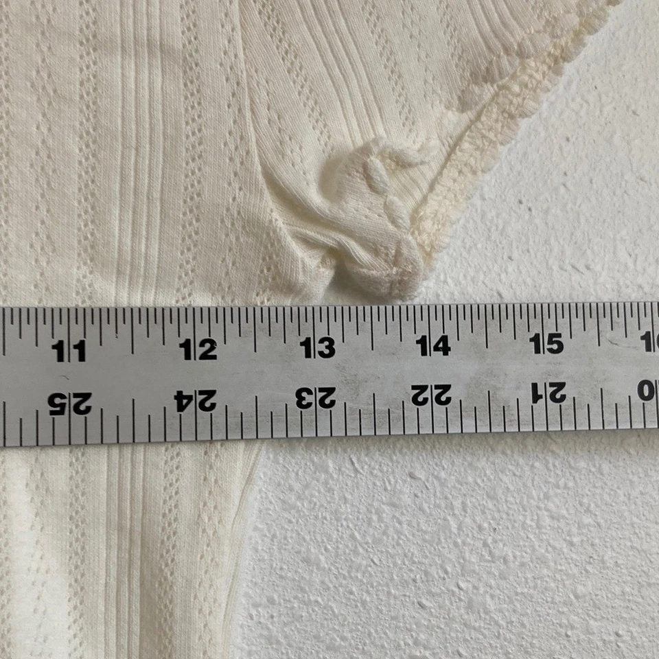 J. Crew Women's Pointelle short-sleeve T-shirt Ivory XXS - Image 3 of 4